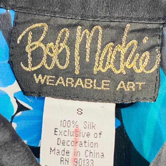 Bob Mackie Wearable Art Silk Blouse Hydrangea Beaded Vintage Style Size Small - Picture 4 of 13